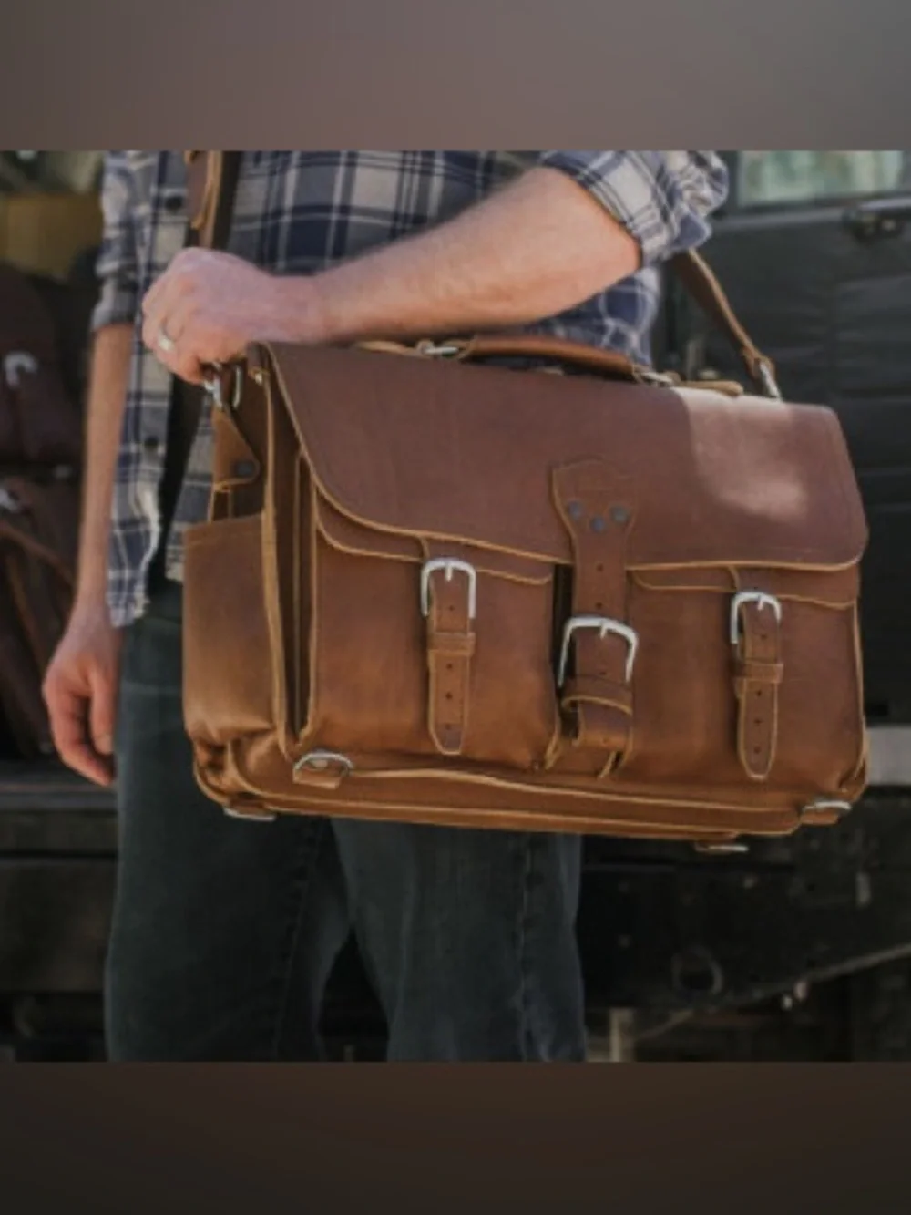 NWOT Saddleback FRONT POCKET LEATHER BRIEFCASE $679